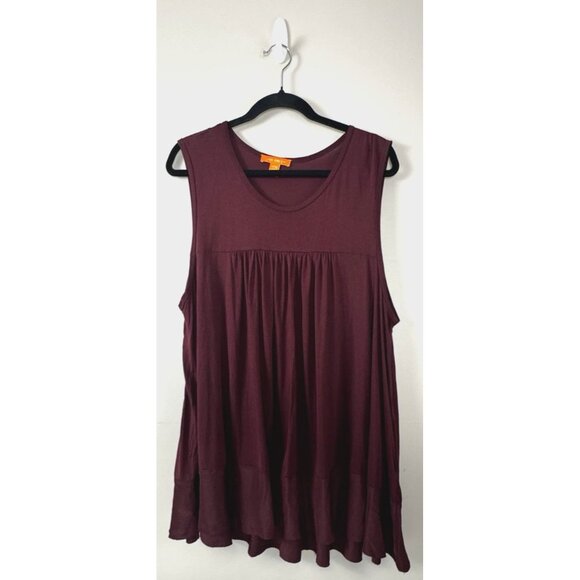 Maroon Silky Trim Flowy Long XL Cami Romantic Boho Luxe Layering Slip Tank - Picture 1 of 7